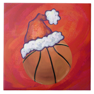 Basketball in Santa Hat Tile