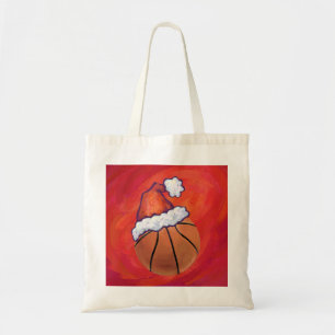 Basketball in Santa Hat Tote Bag