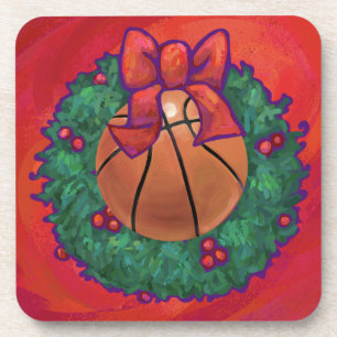 Basketball Inside Christmas Wreath Coaster