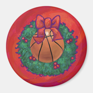 Basketball Inside Christmas Wreath Magnet