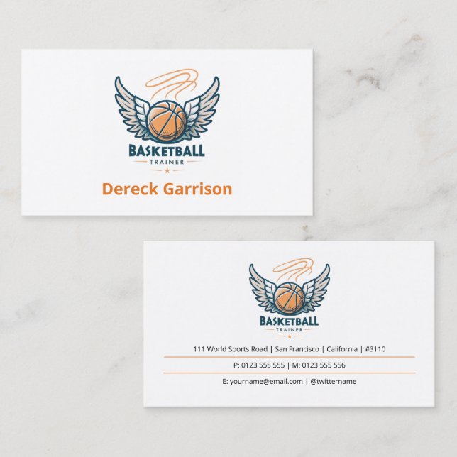 Basketball Instructor | Coach | Trainer Business Card (Front/Back)
