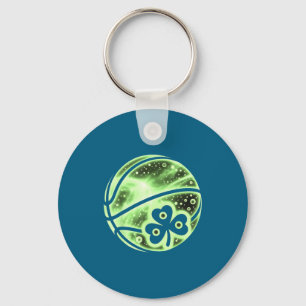 Basketball Irish Shamrock Lucky Clover Illustratio Keychain