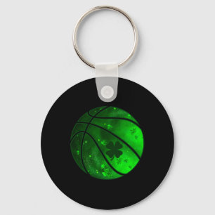 Basketball Irish Shamrock Lucky Clover St Patrick' Keychain