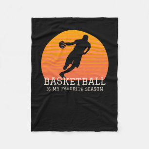 Basketball Is My Favourite Season Retro Sunset Fleece Blanket