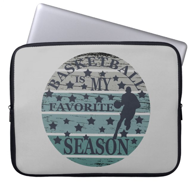 basketball is my favourite season retro sunset laptop sleeve (Front)