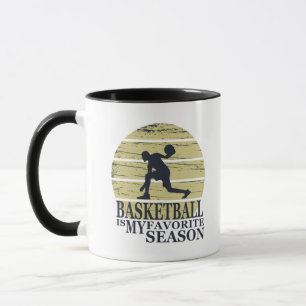 basketball is my favourite season retro sunset mug