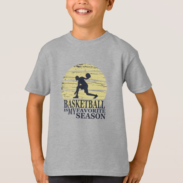 basketball is my favourite season retro sunset T-Shirt (Front)