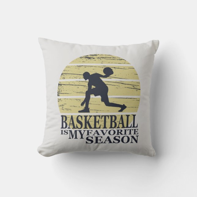 basketball is my favourite season retro sunset throw pillow (Front)