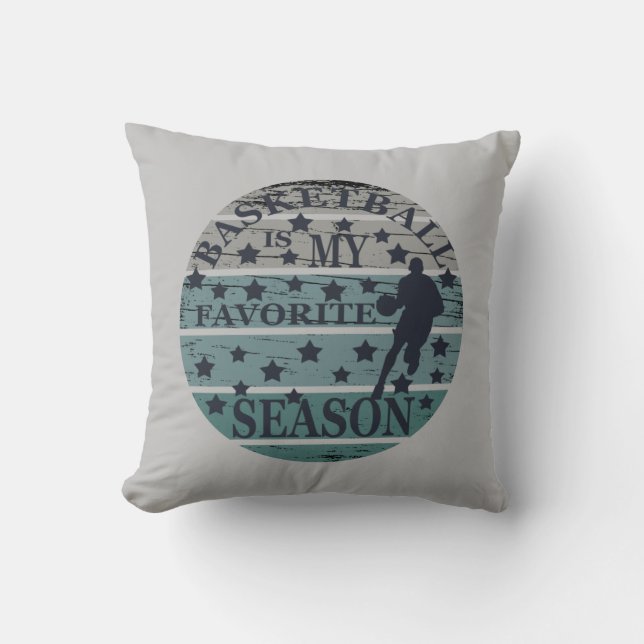 basketball is my favourite season retro sunset throw pillow (Front)