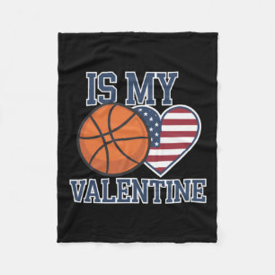 Basketball Is My Heart On Valentine's Day  Fleece Blanket