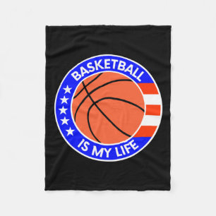 Basketball Is My Life Is Life Usa Flag  Fleece Blanket