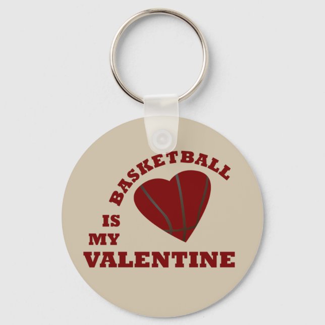 basketball is my valentine with red heart ball keychain (Front)