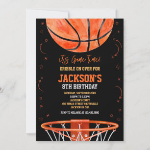 Basketball It's Game Time Sports Boy Birthday Invitation