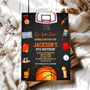 Basketball It's Game Time Sports Boy Birthday  Invitation