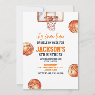 Basketball It's Game Time Sports Boy Birthday Invitation