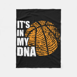 Basketball It's In My Dna Fingerprint Fun Basketba Fleece Blanket