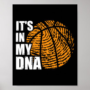 Basketball It's In My Dna Fingerprint Fun Basketba Poster