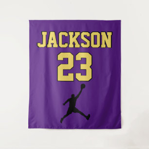 Basketball Jersey Backdrop   Player Team Number Tapestry