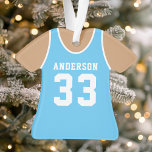 Basketball Jersey Sports Team Uniform Blue Ornament<br><div class="desc">Basketball Jersey Sports Team Uniform Ornament. This basketball jersey ornament is perfect for anyone who plays school sports or loves watching sports. Personalize this custom design with your own team name and jersey number.</div>