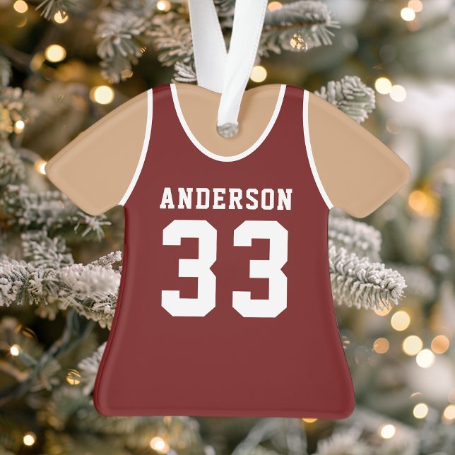 Basketball Jersey Sports Team Uniform Maroon Ornament (Creator Uploaded)