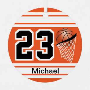 Basketball Jersey Style   DIY Text   Orange Metal Ornament