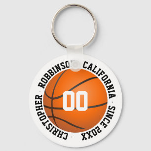Basketball keychain with player number name 