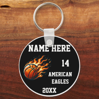 Basketball Keychains with Flame White
