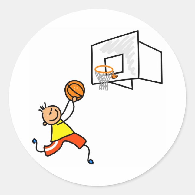 Basketball Kid Classic Round Sticker (Front)