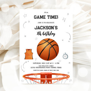 Basketball Kids Boy Birthday Party Invitation