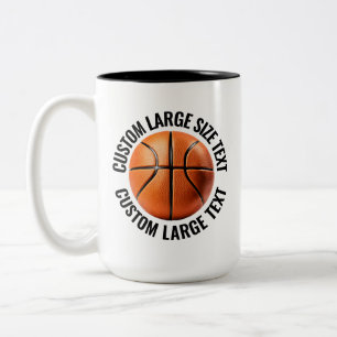 Basketball & Large Text BLACK 15oz Custom Two-Tone Coffee Mug