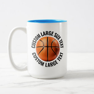 Basketball & Large Text LIGHT BLUE 15oz Custom Two-Tone Coffee Mug