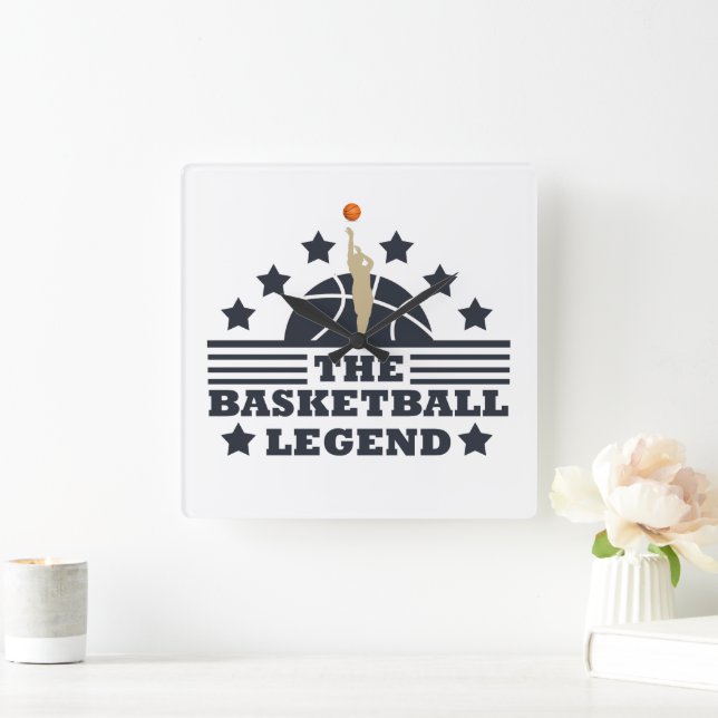 Basketball legend player for coach square wall clock (Home)