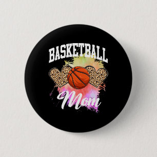 Basketball Leopard Heart tie dye Basketball Mom Ma 2 Inch Round Button