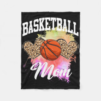 Basketball Leopard Heart Tie Dye Basketball Mom Ma Fleece Blanket