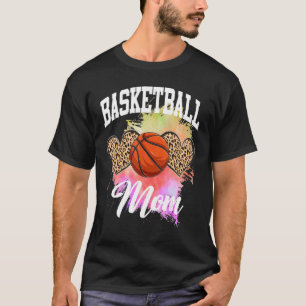 Basketball Leopard Heart tie dye Basketball Mom Ma T-Shirt