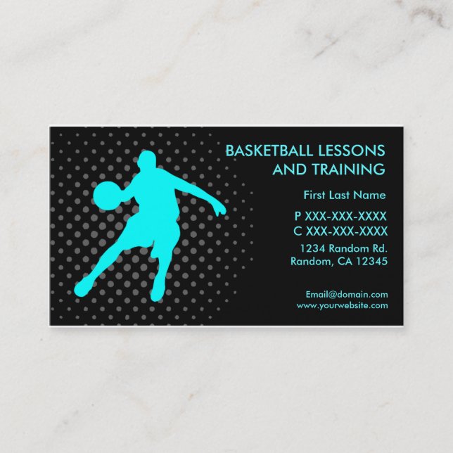 Basketball lessons training custom business cards (Front)