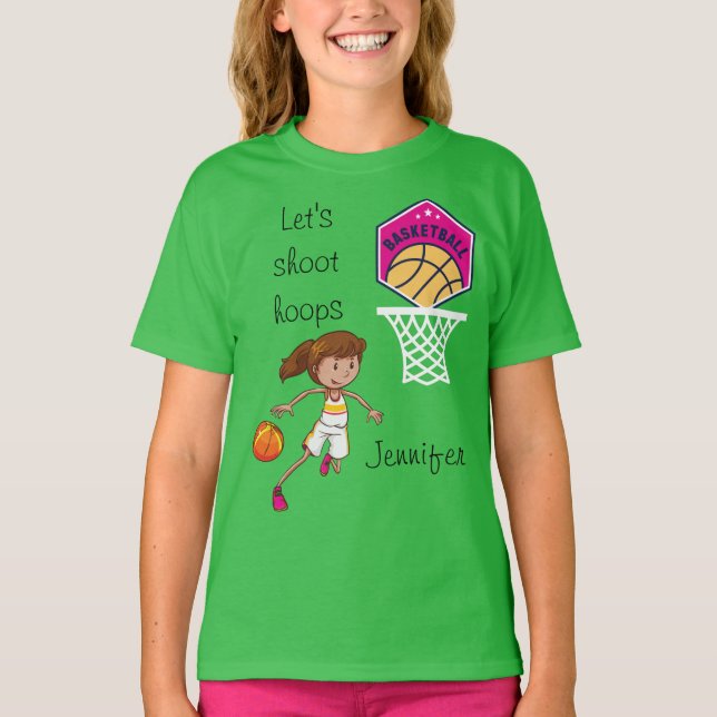 Basketball "Let's Shoot Hoops" Personalized    T-Shirt (Front)