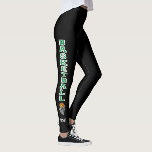 Basketball Letters in a Green and White Leggings