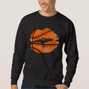 Basketball Lips Trendy Kiss Mouth Women Basketball Sweatshirt