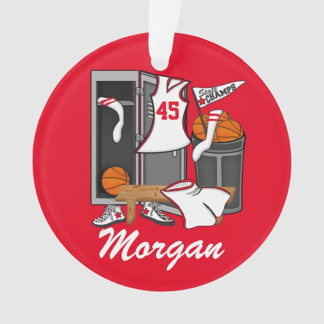 Basketball Locker Room Custom Player Name Number Ornament (Front)