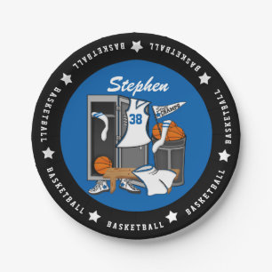 Basketball Locker Room Custom Player Name Number Paper Plate
