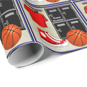 Basketball Locker Room Personalized Birthday Gift Wrapping Paper