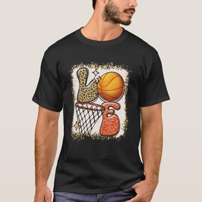 Basketball LOVE Baller Girl Leopard Print Sunflowe T-Shirt (Front)