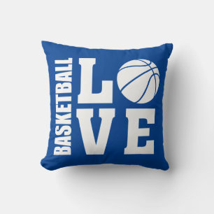 Basketball Love Blue Throw Pillow