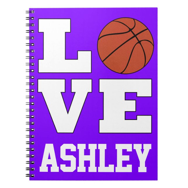 Basketball LOVE Custom Basketball Player Name/Text Notebook (Front)
