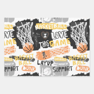 Basketball Lover Pattern Wrapping Paper Sheet