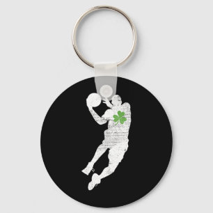 Basketball Lovers Green Shamrock Leaf St Patricks  Keychain