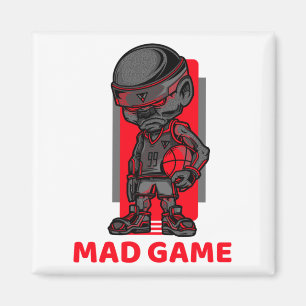 Basketball Mad Game Red And Grey Magnet