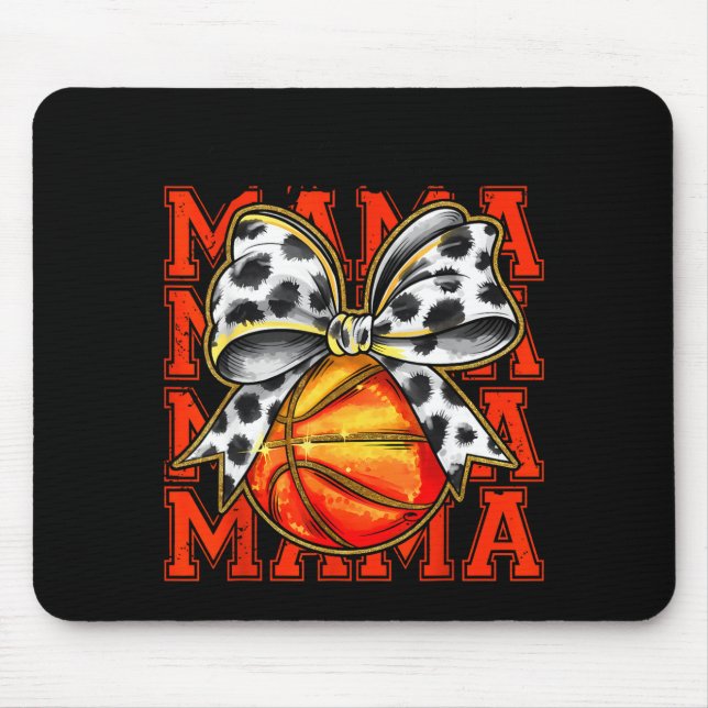 Basketball Mama Coquette Bow Game Illustration Mouse Pad (Front)