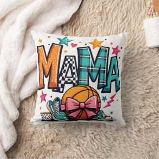 Basketball Mama Leopard Print Sporty Mother's Day Throw Pillow